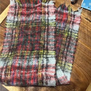 Glentana Multicolor Mohair pile Wool Scarf vintage made in Scotland